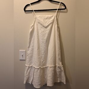 Place Kids Casual Embroidered Spaghetti Straps Cotton Tiered Dress White Silver